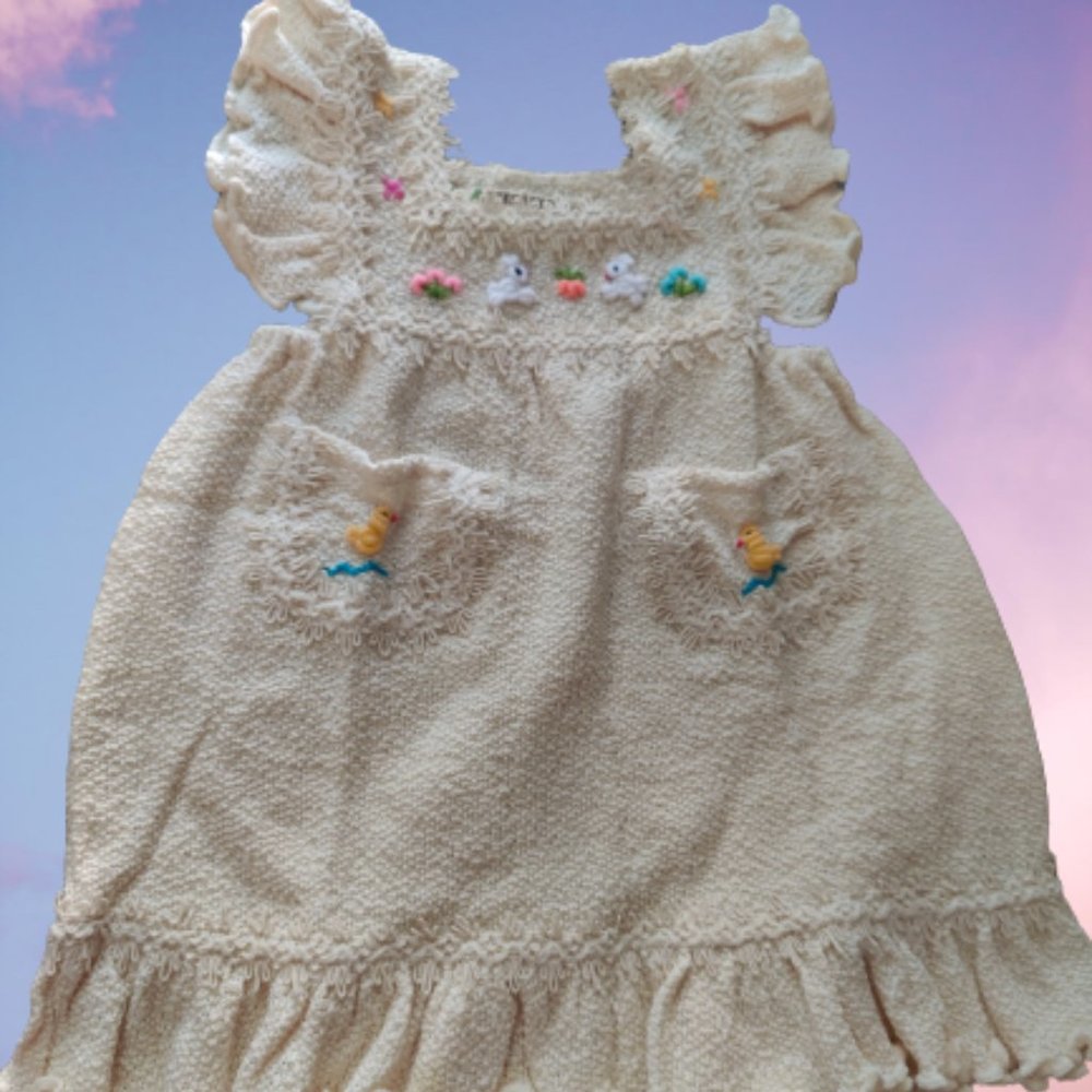 NWOT Bunnies Cotton Baby Cream Dress size 2T